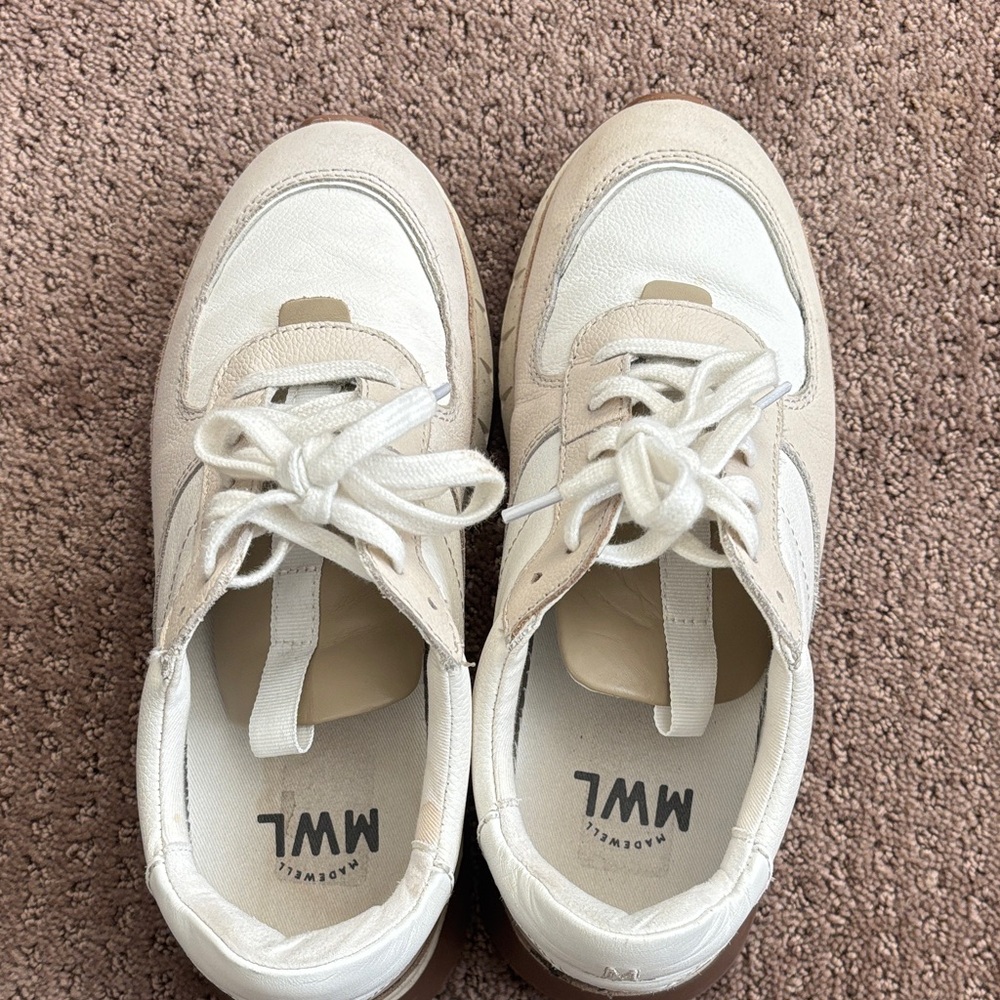 Madewell White and Tan Sneakers